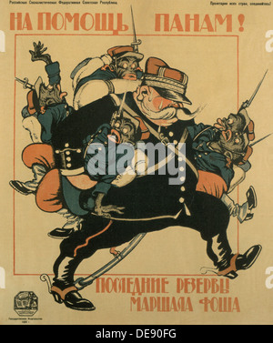 À l'aide de casseroles. La dernière se réserve du Maréchal Foch (poster), 1920. Artiste : Deni (Denisov), Viktor Nikolaevitch (1893-1946) Banque D'Images