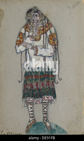 La jeune fille. La conception de costumes pour le ballet Le Sacre du printemps (Le Sacre du Printemps) par I. Stravinsky, 1912. Artiste : Roerich, Nicholas (1874-1947) Banque D'Images