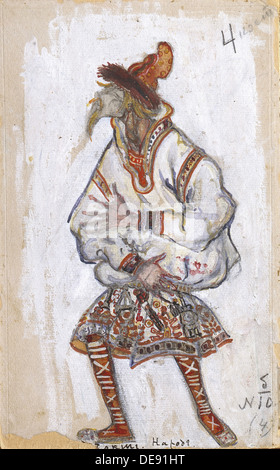 La conception de costumes pour le ballet Le Sacre du printemps (Le Sacre du Printemps) par I. Stravinsky, 1912. Artiste : Roerich, Nicholas (1874-1947) Banque D'Images