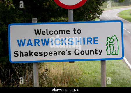 Bienvenue à Shakespeare, Warwickshire County Road sign Banque D'Images