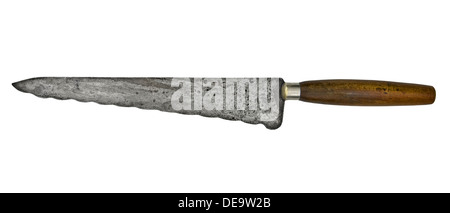 Couteau à pain dentelé vintage isolated over white background, clipping path Banque D'Images