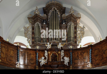 Dauphin-Organ dans l'église protestante de Kleinheubach on Main, Bavière, Allemagne Banque D'Images