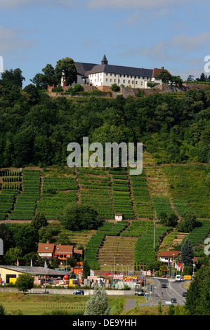 Voir Kleinheubach vers Grossheubach et Engelberg monastère, Main, Bavière, Allemagne Banque D'Images