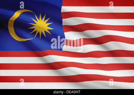 Drapeau de la Malaisie dans le vent. Partie d'une série. Banque D'Images