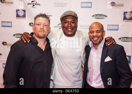 Sur le tapis rouge au Burbank International film Festival avec Christopher Wray, Christopher Judge et Gerald Webb Banque D'Images