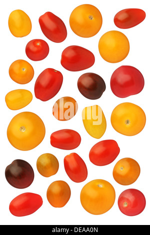 Tomates cerise isolé sur fond blanc, Close up Banque D'Images