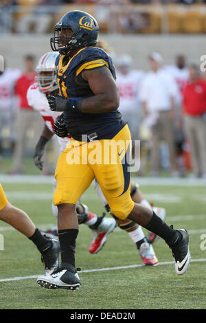 Berkeley, CA, USA. 14e Août, 2013. 14 Septembre 2013 : Deandre Coleman de la Cal Bears pendant une perte 52-34 à l'Ohio St. à Buckeyes California Memorial Stadium à Berkeley, Californie. © csm/Alamy Live News Banque D'Images