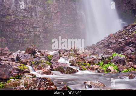 Fulufjaellet Njupeskaer Cascade, parc national, comté de Dalécarlie (Suède, Scandinavie, Europe Banque D'Images