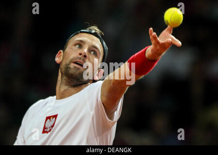 Varsovie, Pologne. 15 septembre 2013. Groupe mondial de la Coupe Davis, play-off, Polska - Australie Grand Chelem, Lukasz (POL), fot. Tomasz Jastrzebowski / Foto Olimpik Crédit : Cal Sport Media/Alamy Live News Banque D'Images