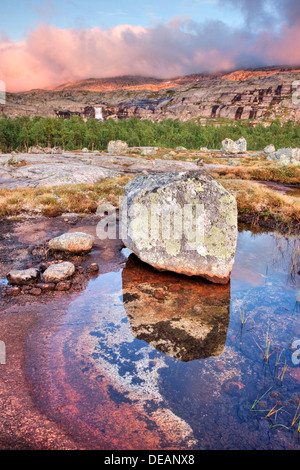 Paysage rocheux dans la région de Rago National Park, comté de Nordland, Norvège, Scandinavie, Europe Banque D'Images