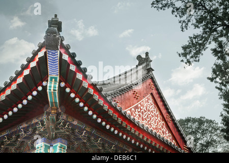 Close-up of ornate sur tuiles bâtiment chinois. Banque D'Images