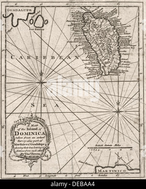 Une carte de l'île de la Dominique prises à partir d'une enquête réelle, qui fait également partie du Martinico & Guadalupe qui fais leur véritable roulement et de l'autre 1778 Banque D'Images