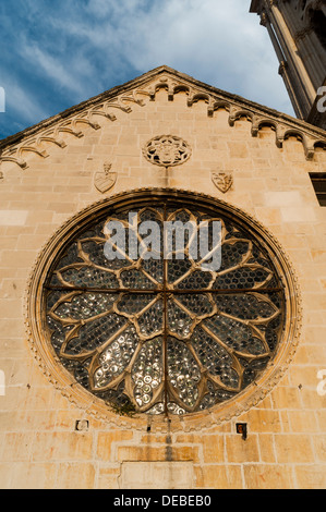 Cathédrale de St.Lawrence, Trg Ivana Ivana Paula Paula II (II) carré, Trau (Trogir), région de la Dalmatie, la Croatie, l'Europe. Banque D'Images