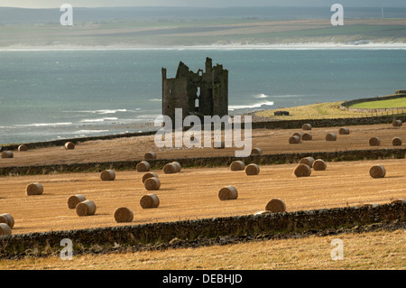 Keiss Château près de Wick, Caithness, Ecosse, Royaume-Uni. Banque D'Images