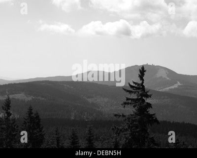 Vue depuis la montagne de la montagne Zwercheck Grand Arber, Bavière, forêt de Bavière, Allemagne Banque D'Images