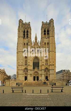 Cathédrale de St Michael et St Gudule, Bruxelles, région bruxelloise, Belgique Banque D'Images