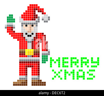 Style de jeu vidéo arcade rétro pixel art Noël avec Merry Xmas message Banque D'Images