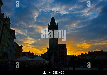En fin de soirée sur la place de la Vieille Ville, Prague Banque D'Images