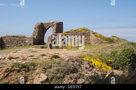 Grosnez Castle ruin, Saint Ouen, Jersey, Channel Islands, Royaume-Uni, Europe Banque D'Images