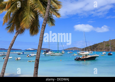 Bateaux à Cruz Bay, Saint John, îles Vierges américaines, Antilles, Caraïbes, Amérique Centrale Banque D'Images