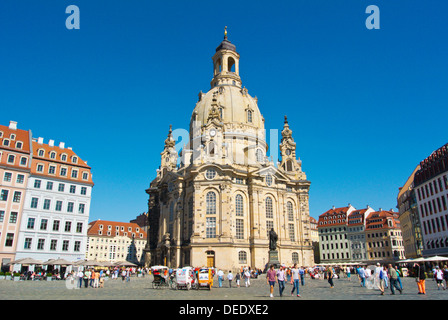 L'église Frauenkirche place Neumarkt Altstadt la vieille ville ville de Dresde Allemagne Europe centrale Banque D'Images