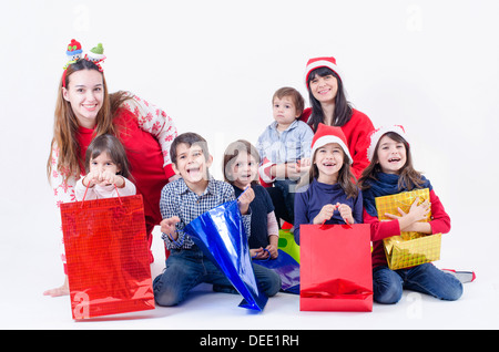 Noël dans une grande famille Banque D'Images