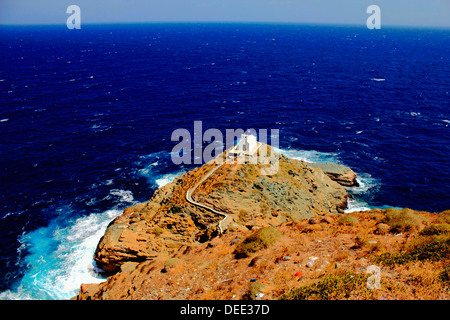 La Grèce, Îles Cyclades, Sifnos, la chapelle des sept martyrs ci-dessous Kastro. Banque D'Images