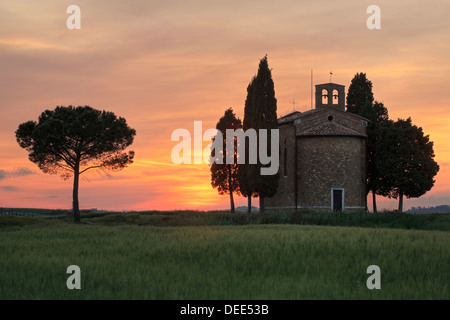 Cappella di Vitaleta, Val d'Orcia, UNESCO World Heritage Site, Toscane, Italie, Europe Banque D'Images