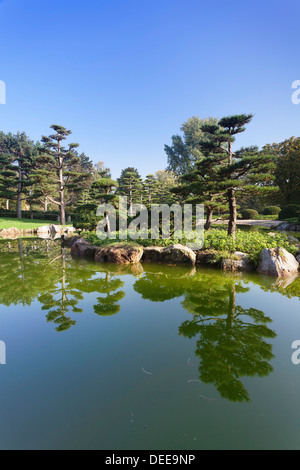 Jardin japonais, le parc du Nord (Nordpark), Düsseldorf, Rhénanie du Nord-Westphalie, Allemagne, Europe Banque D'Images
