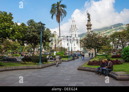 La place de l'indépendance, Cathédrale Métropolitaine, Quito, l'UNESCO, la province de Pichincha, Equateur Banque D'Images