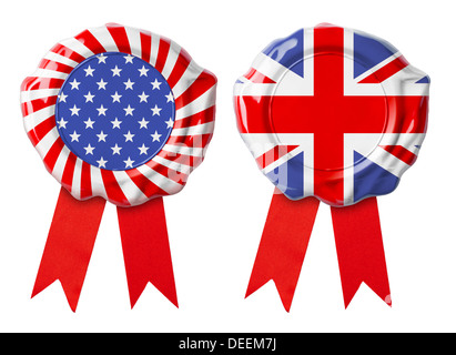 British UK et USA garantir les joints avec de l'ensemble des rubans Banque D'Images