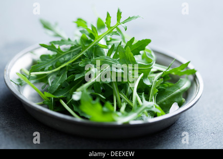 Feuilles de roquette fraîche Banque D'Images