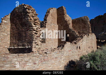 Détail de Pueblo Bonito dans le Chaco Culture National Historical Park, Nouveau Mexique. Banque D'Images