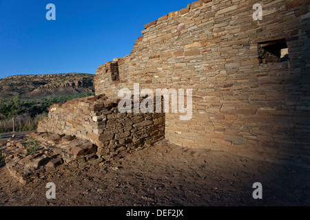 Détail de Pueblo Bonito dans le Chaco Culture National Historical Park, Nouveau Mexique. Banque D'Images