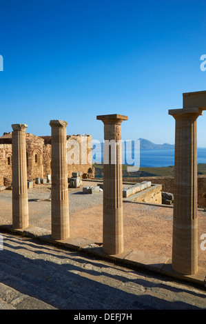 Acropole de Lindos, Rhodes, Dodécanèse, Grèce, Îles grecques, Europe, Banque D'Images