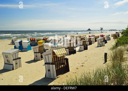 Chaises de plage, Usedom Mecklenburg-Vorpommern, Allemagne, Mer baltique, Europe Banque D'Images