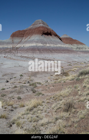 Les couches sédimentaires de l'argile de bentonite bleuâtre, les tipis, Parc National de la Forêt Pétrifiée, Arizona, États-Unis d'Amérique Banque D'Images