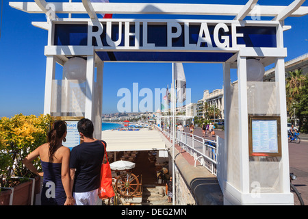 Ruhl Plage, Promenade des Anglais, Nice, Alpes Maritimes, Provence, Côte d'Azur, d'Azur, France, Europe Banque D'Images