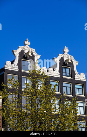 Des maisons à pignons, Amsterdam, Pays-Bas, Europe Banque D'Images