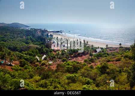 Portrait d'une plage de Vagator, Plage de Vagator, Bardez, North Goa, Goa, Inde Banque D'Images