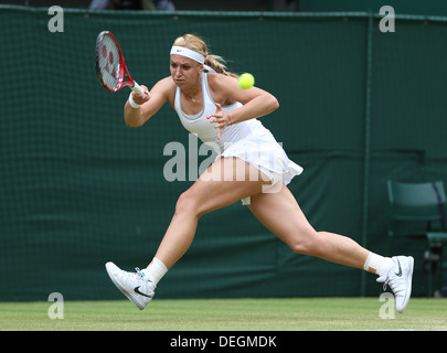 Sabine Lisicki (GER) en action au tournoi de Wimbledon 2013, Londres, Angleterre. Banque D'Images