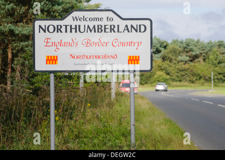 'Bienvenue à la Northumberland Road sign Banque D'Images