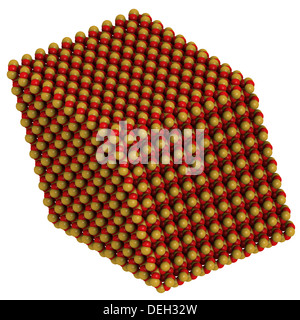 Quartz (un-quartz, SiO2), structure cristalline. Les atomes sont représentés comme des sphères avec codage couleur classiques Banque D'Images