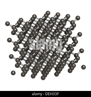 Le silicium (Si pure, de silicium), structure cristalline. Matériau de construction principal de puces d'ordinateur. Les atomes sont représentés comme des sphères. Banque D'Images