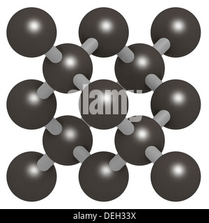 Le silicium (Si pure, de silicium), structure cristalline. Matériau de construction principal de puces d'ordinateur. Les atomes sont représentés comme des sphères. Unbo Banque D'Images