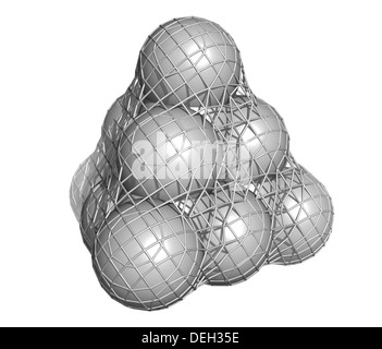 Le silicium (Si pure, de silicium), structure cristalline. Matériau de construction principal de puces d'ordinateur. Les atomes sont représentés comme des sphères. Unbo Banque D'Images