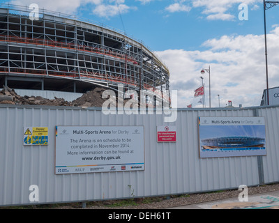 Construction du nouveau vélodrome et multi sports lieu au Derby, Derbyshire, Royaume-Uni, UK Banque D'Images