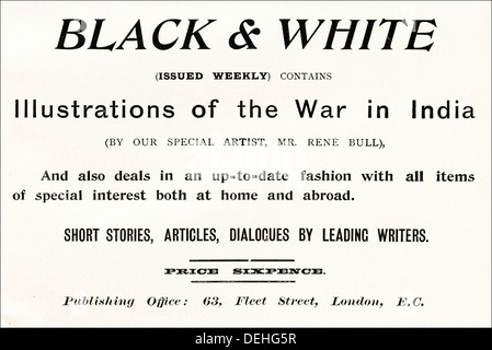 1890 Original vintage Victorian publicitaire en noir & blanc, magazine hebdomadaire annonce vers 1898 Banque D'Images