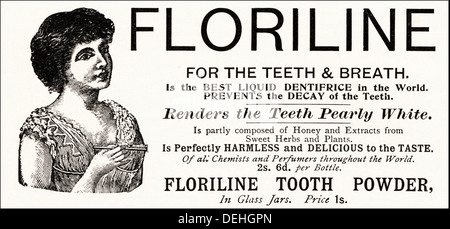 1890 Original vintage Victorian Publicité Publicité Publicité FLORILINE POUDRE DENT, vers 1898 Banque D'Images