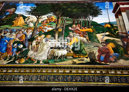 La peinture murale par Sandro Filipepi Essais Moïse dans la chapelle un musée Chapelle Sixtine Musées du Vatican Vatican Rome Lazio Italie Banque D'Images